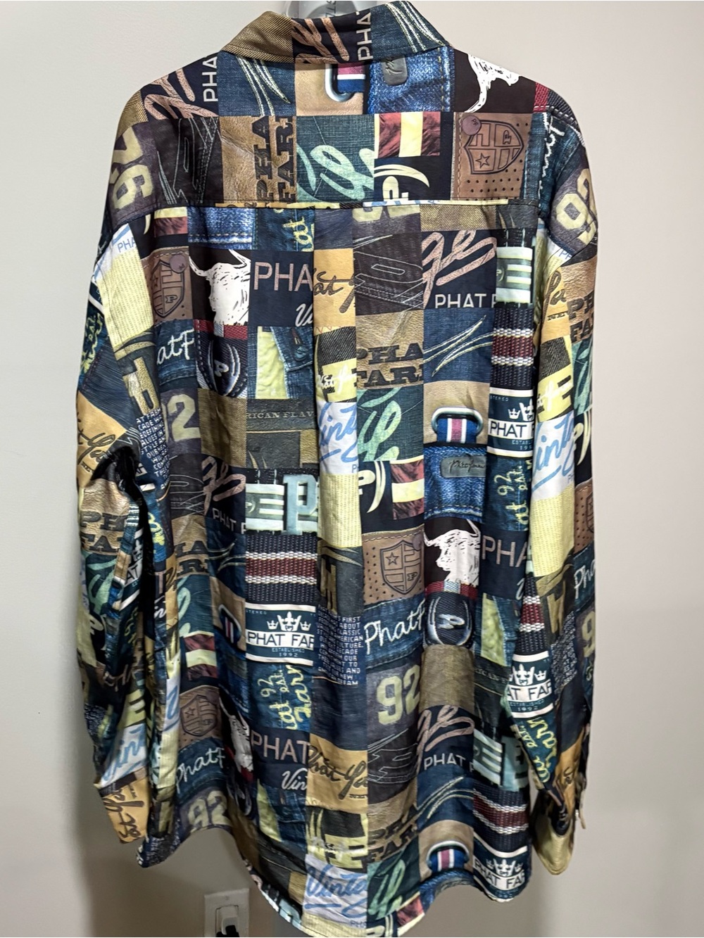 VTG Phat Farm Button Up Shirt Mens XXL Long Sleeve All Over Print Hip Hop Y2K 90 - Picture 4 of 10